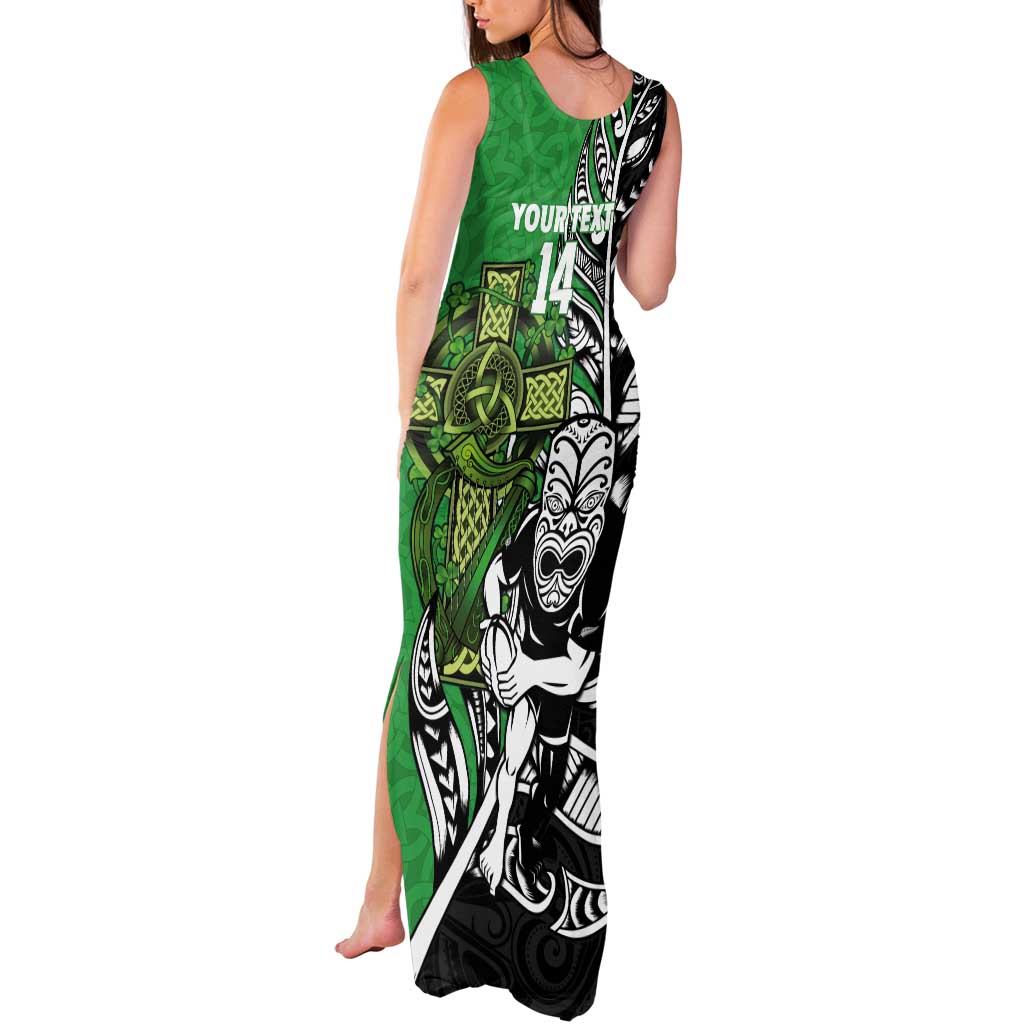 New Zealand and Ireland Rugby Custom Tank Maxi Dress Maori Tiki Fern Irish Celtic Cross - Aussie Hoodie