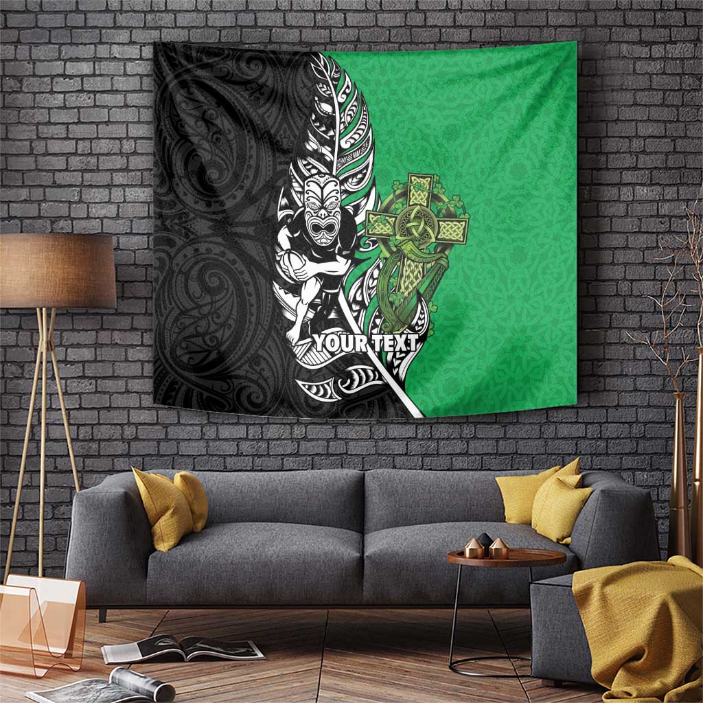 New Zealand and Ireland Rugby Custom Tapestry Maori Tiki Fern Irish Celtic Cross - Aussie Hoodie