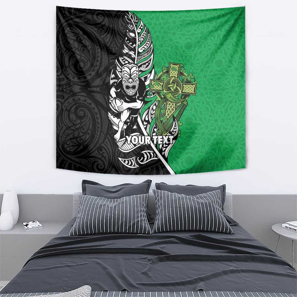 New Zealand and Ireland Rugby Custom Tapestry Maori Tiki Fern Irish Celtic Cross - Aussie Hoodie