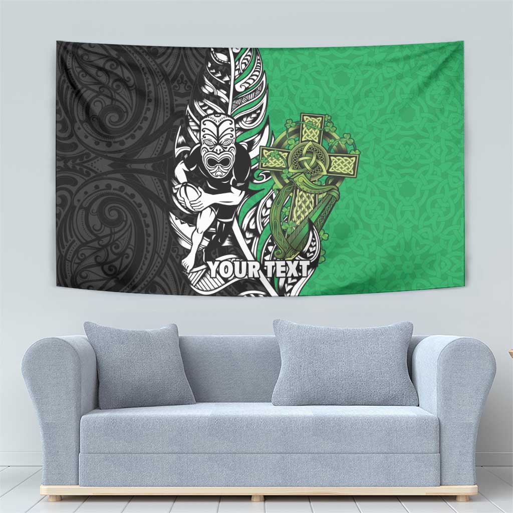 New Zealand and Ireland Rugby Custom Tapestry Maori Tiki Fern Irish Celtic Cross - Aussie Hoodie