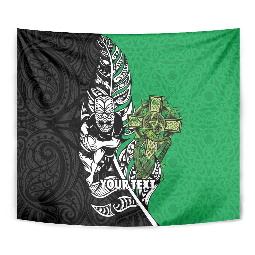 New Zealand and Ireland Rugby Custom Tapestry Maori Tiki Fern Irish Celtic Cross - Aussie Hoodie