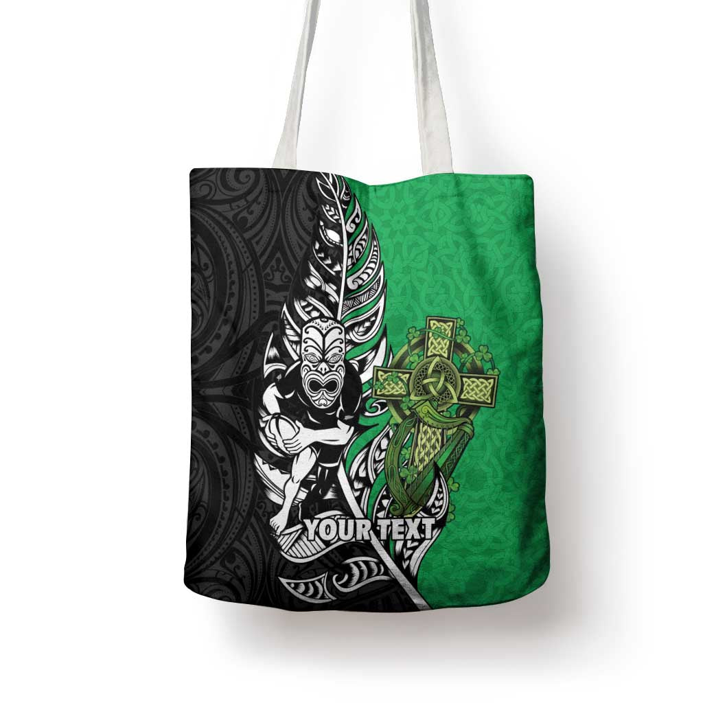 New Zealand and Ireland Rugby Custom Tote Bag Maori Tiki Fern Irish Celtic Cross - Aussie Hoodie