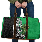 New Zealand and Ireland Rugby Custom Travel Bag Maori Tiki Fern Irish Celtic Cross - Aussie Hoodie