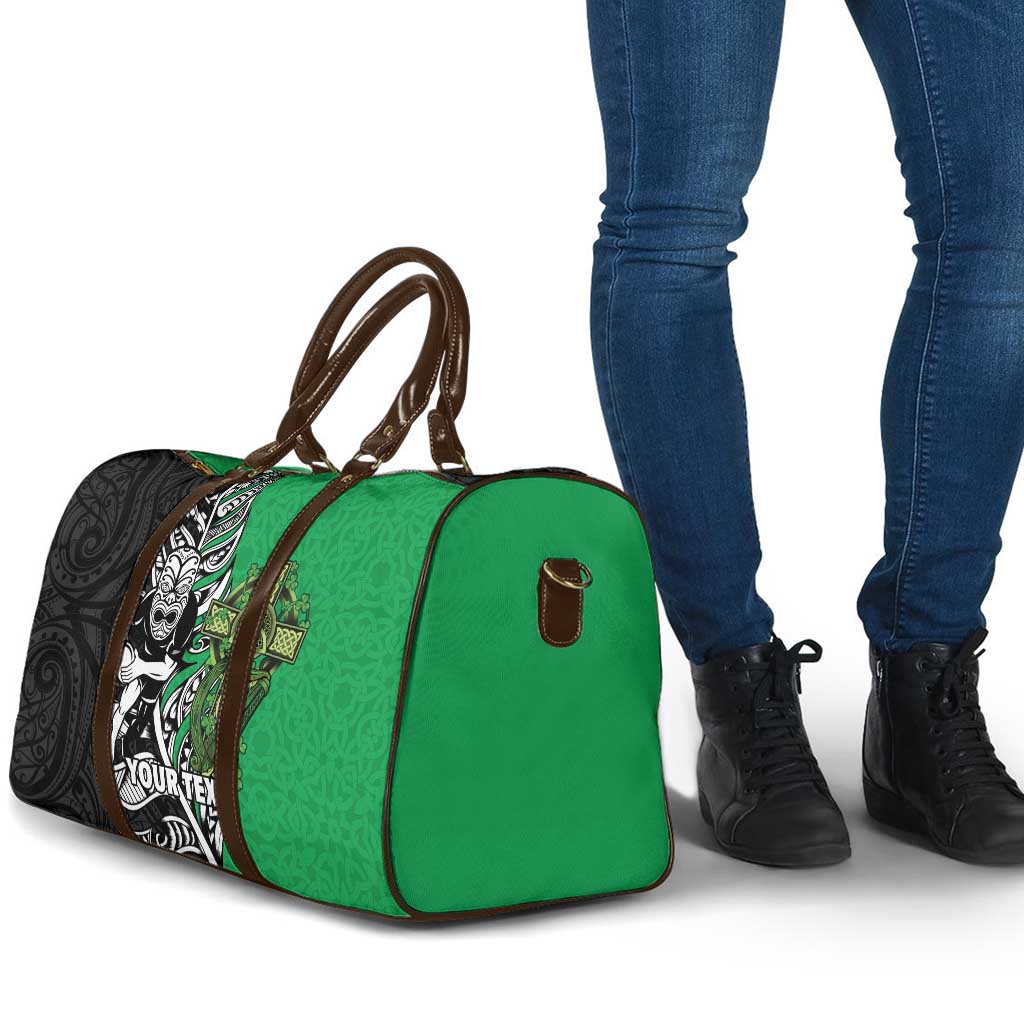 New Zealand and Ireland Rugby Custom Travel Bag Maori Tiki Fern Irish Celtic Cross - Aussie Hoodie