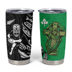 New Zealand and Ireland Rugby Tumbler Cup Maori Tiki Fern Irish Celtic Cross - Aussie Hoodie