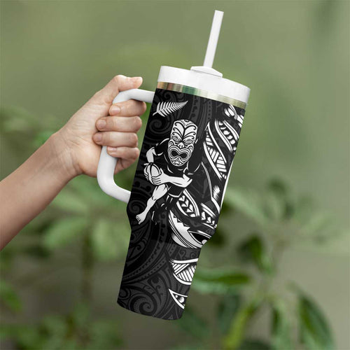 New Zealand and Ireland Rugby Tumbler With Handle Maori Tiki Fern Irish Celtic Cross - Aussie Hoodie