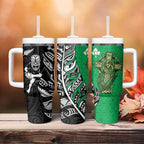 New Zealand and Ireland Rugby Tumbler With Handle Maori Tiki Fern Irish Celtic Cross - Aussie Hoodie