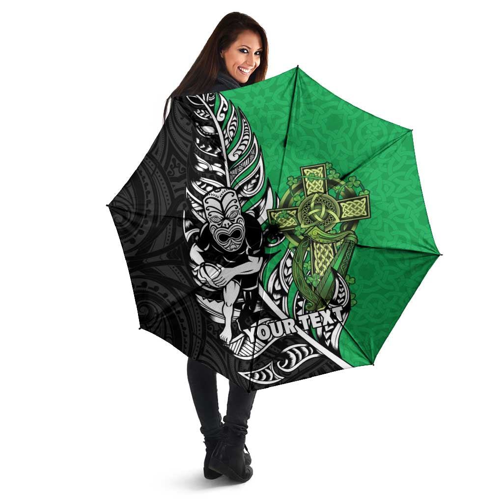 New Zealand and Ireland Rugby Custom Umbrella Maori Tiki Fern Irish Celtic Cross - Aussie Hoodie