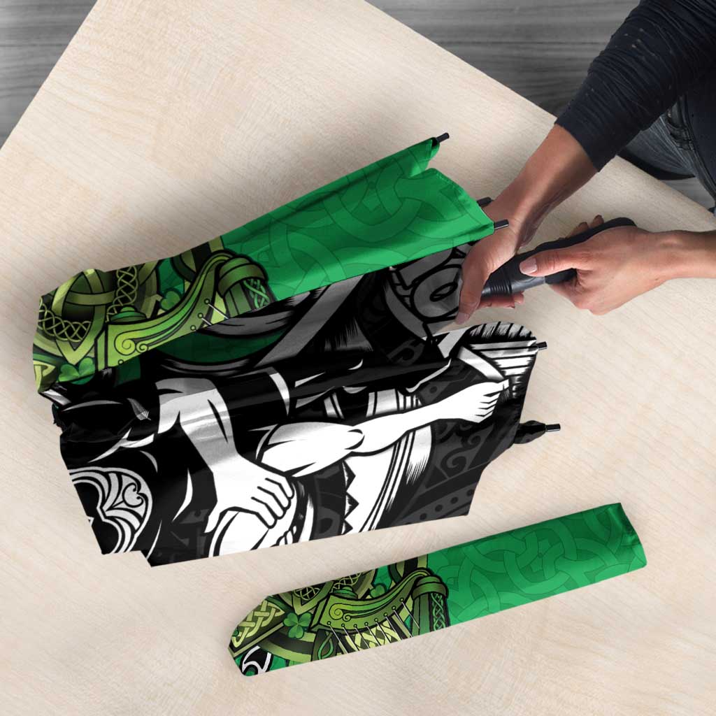 New Zealand and Ireland Rugby Custom Umbrella Maori Tiki Fern Irish Celtic Cross - Aussie Hoodie