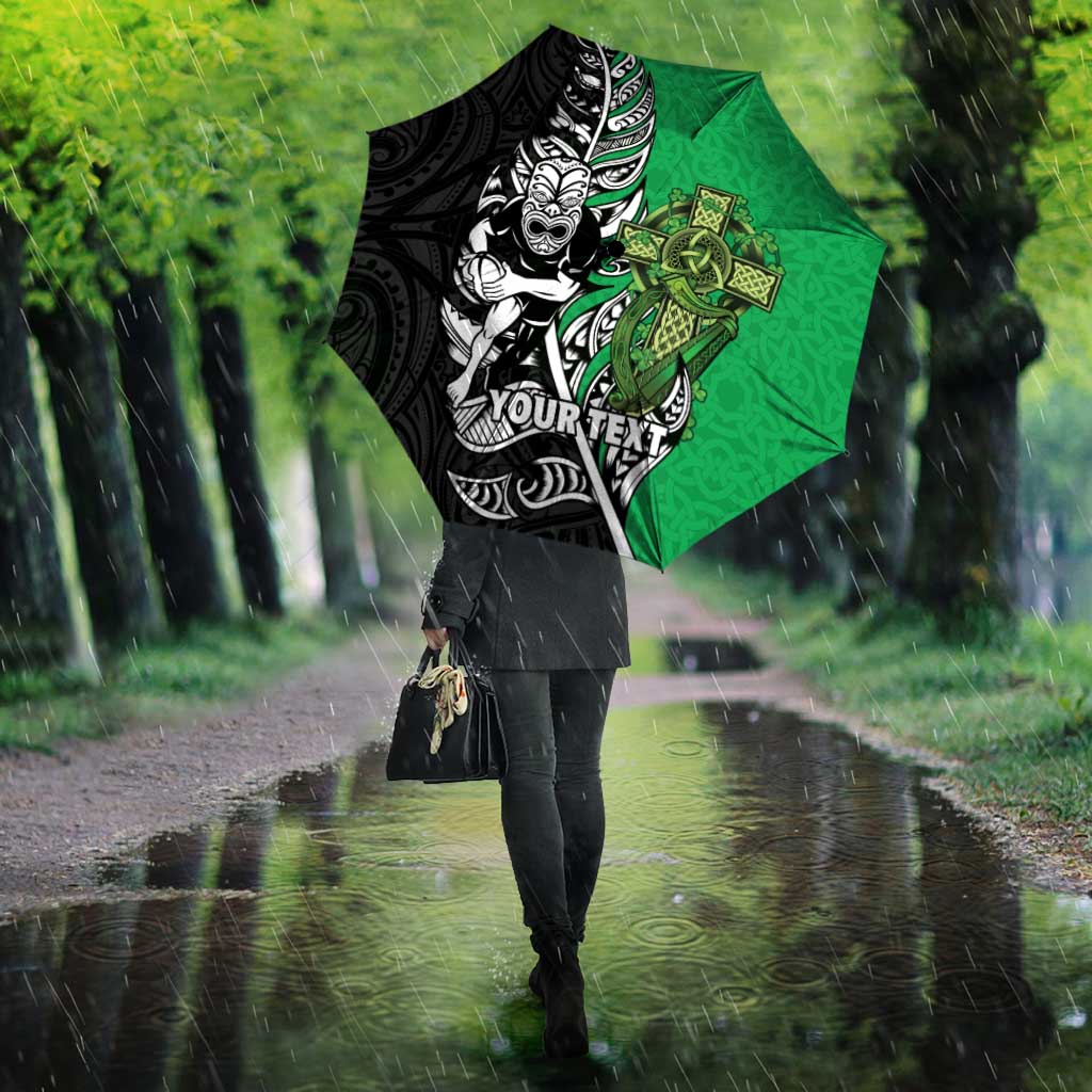 New Zealand and Ireland Rugby Custom Umbrella Maori Tiki Fern Irish Celtic Cross - Aussie Hoodie