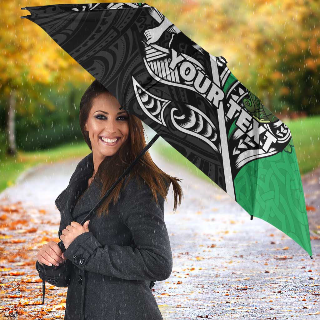 New Zealand and Ireland Rugby Custom Umbrella Maori Tiki Fern Irish Celtic Cross - Aussie Hoodie