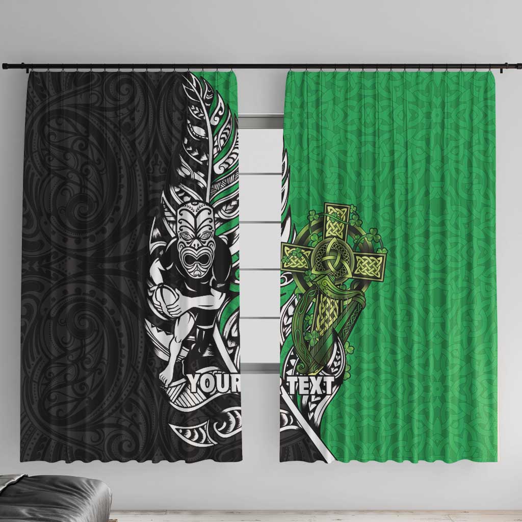 New Zealand and Ireland Rugby Custom Window Curtain Maori Tiki Fern Irish Celtic Cross - Aussie Hoodie
