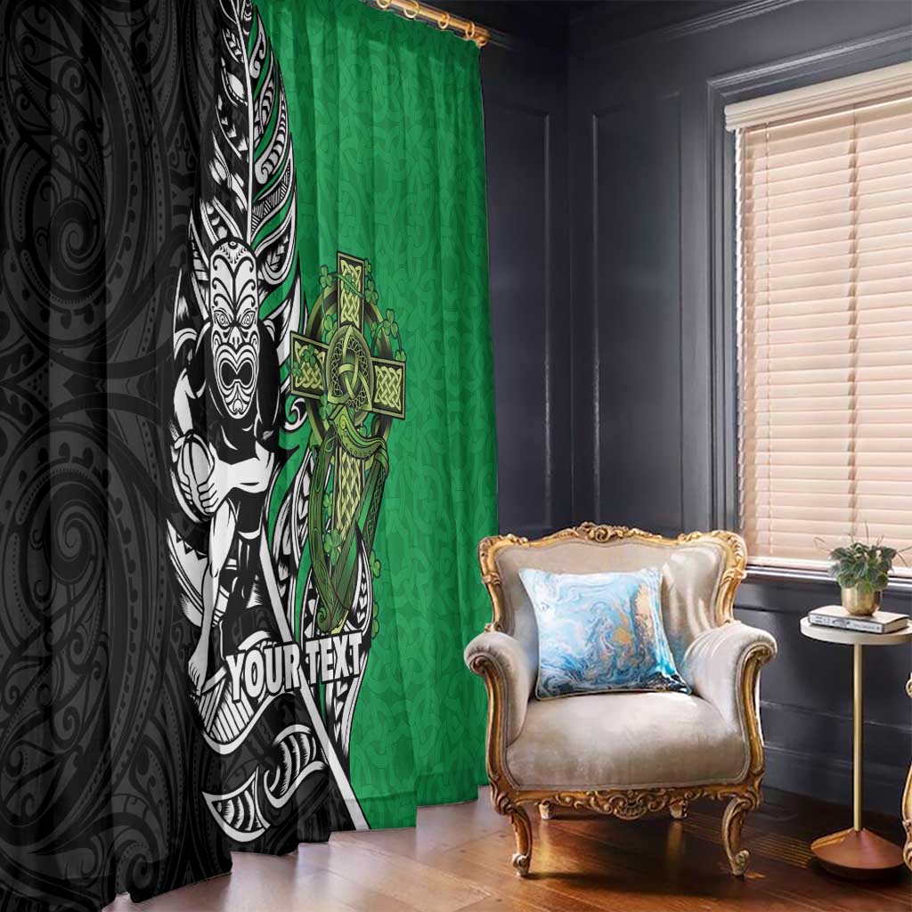 New Zealand and Ireland Rugby Custom Window Curtain Maori Tiki Fern Irish Celtic Cross - Aussie Hoodie