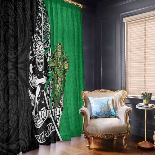 New Zealand and Ireland Rugby Custom Window Curtain Maori Tiki Fern Irish Celtic Cross - Aussie Hoodie