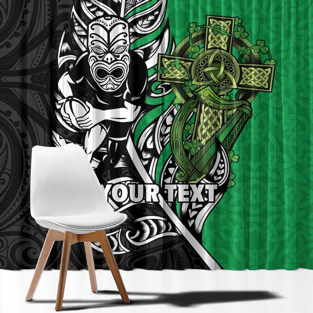 New Zealand and Ireland Rugby Custom Window Curtain Maori Tiki Fern Irish Celtic Cross - Aussie Hoodie
