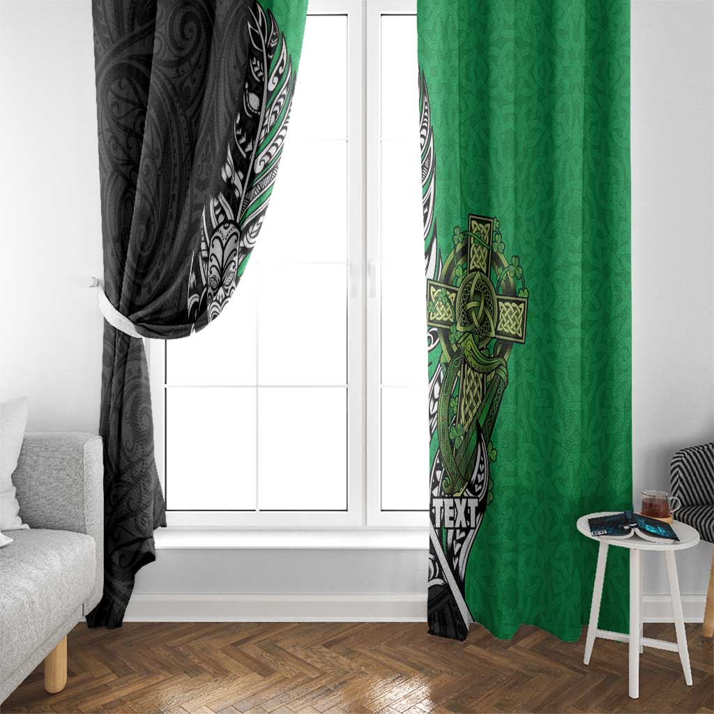 New Zealand and Ireland Rugby Custom Window Curtain Maori Tiki Fern Irish Celtic Cross - Aussie Hoodie
