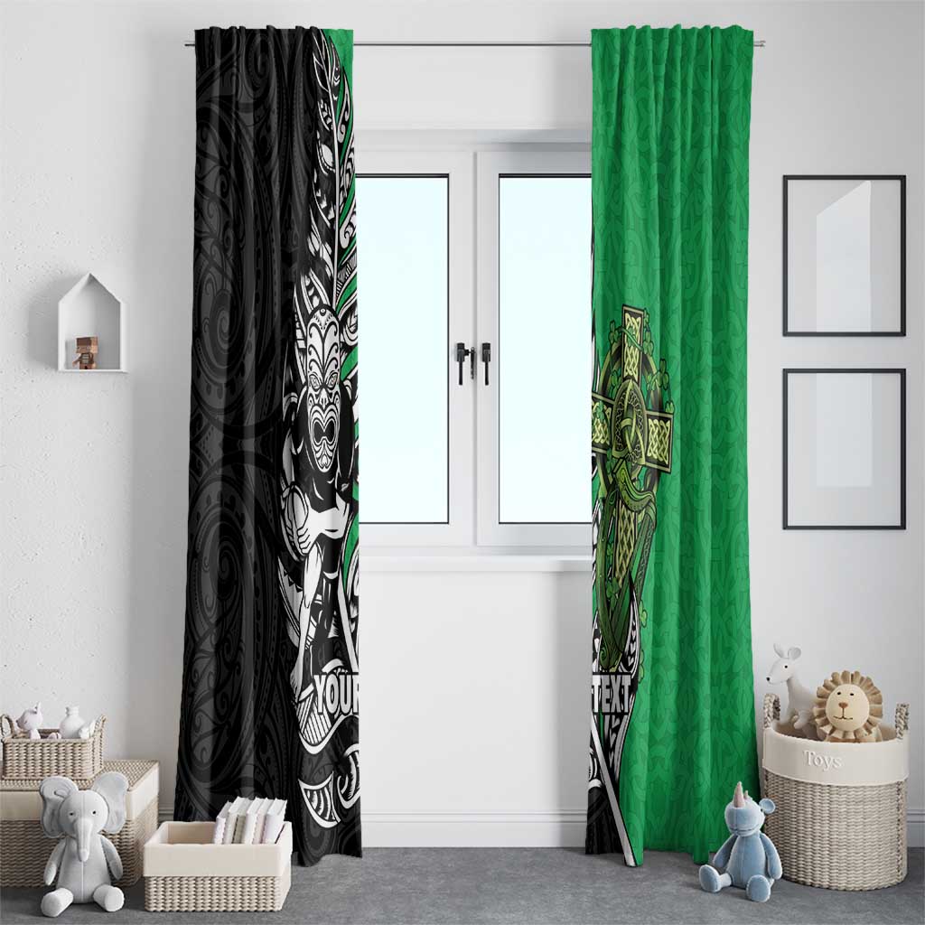 New Zealand and Ireland Rugby Custom Window Curtain Maori Tiki Fern Irish Celtic Cross - Aussie Hoodie