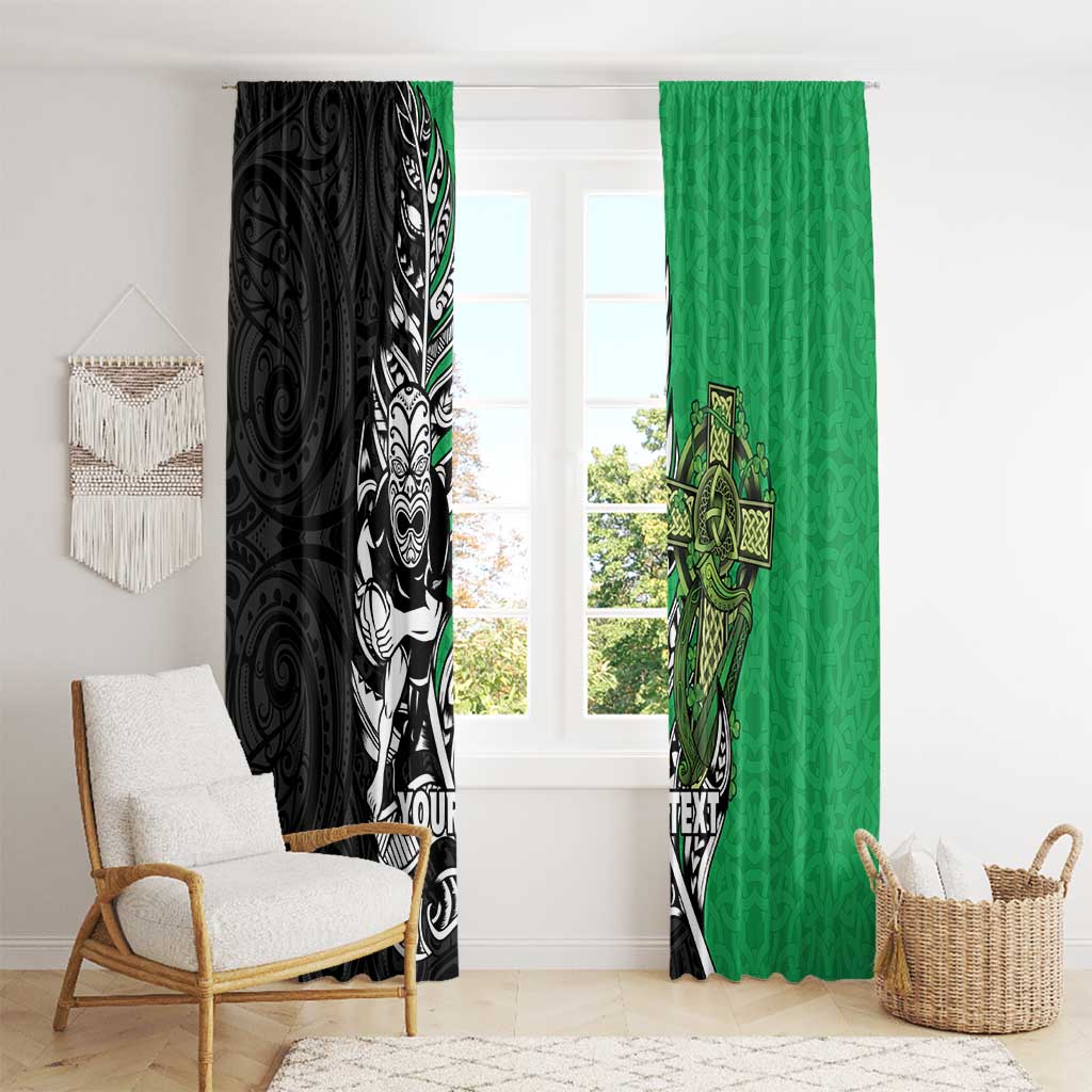 New Zealand and Ireland Rugby Custom Window Curtain Maori Tiki Fern Irish Celtic Cross - Aussie Hoodie