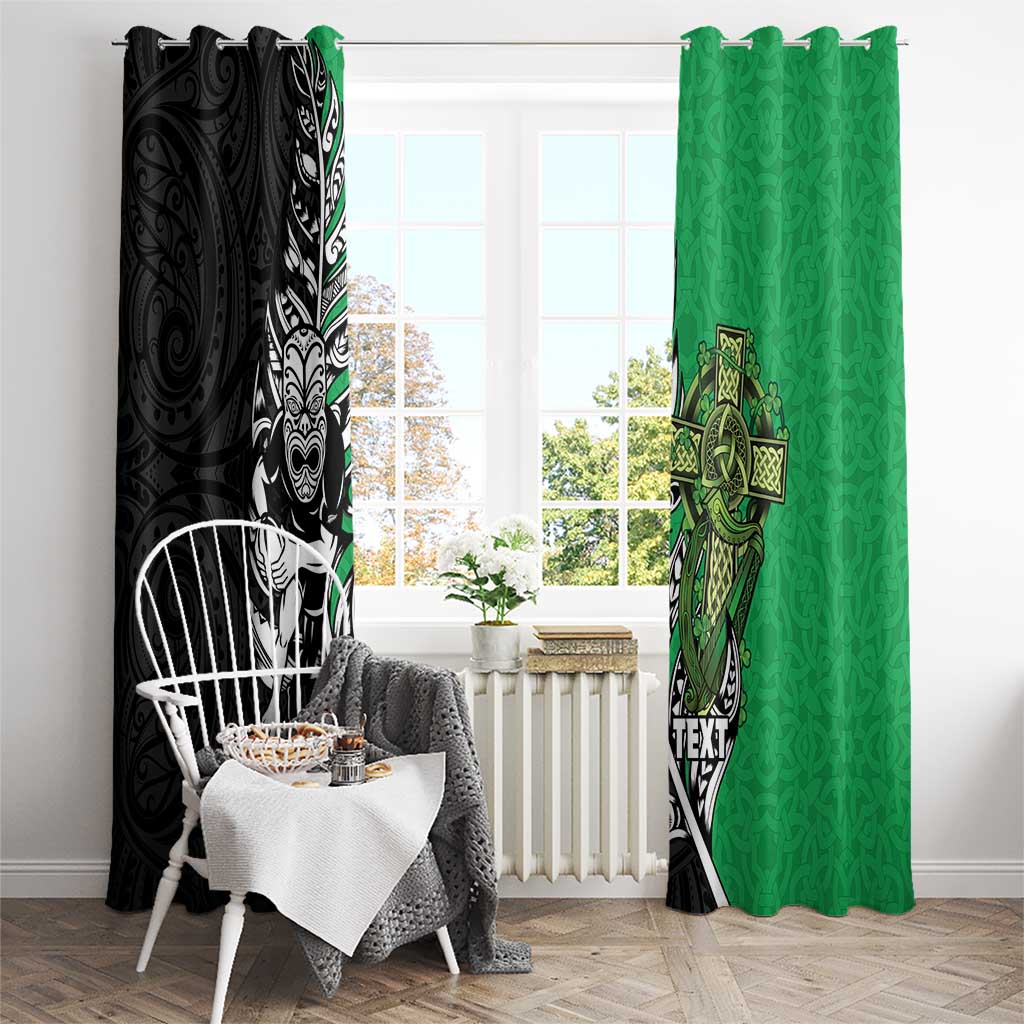 New Zealand and Ireland Rugby Custom Window Curtain Maori Tiki Fern Irish Celtic Cross - Aussie Hoodie