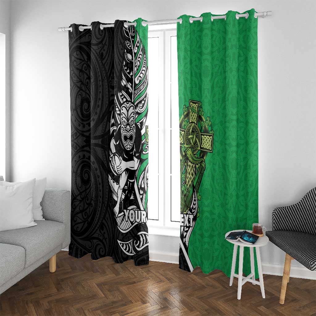 New Zealand and Ireland Rugby Custom Window Curtain Maori Tiki Fern Irish Celtic Cross - Aussie Hoodie