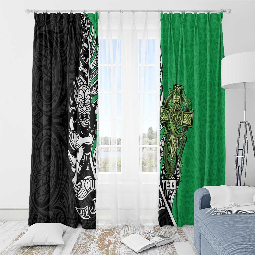 New Zealand and Ireland Rugby Custom Window Curtain Maori Tiki Fern Irish Celtic Cross - Aussie Hoodie