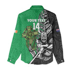 New Zealand and Ireland Rugby Custom Women Casual Shirt Maori Tiki Fern Irish Celtic Cross - Aussie Hoodie