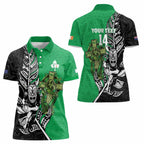 New Zealand and Ireland Rugby Custom Women Polo Shirt Maori Tiki Fern Irish Celtic Cross - Aussie Hoodie