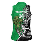 New Zealand and Ireland Rugby Custom Women Sleeveless Polo Shirt Maori Tiki Fern Irish Celtic Cross - Aussie Hoodie