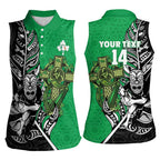 New Zealand and Ireland Rugby Custom Women Sleeveless Polo Shirt Maori Tiki Fern Irish Celtic Cross - Aussie Hoodie
