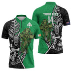 New Zealand and Ireland Rugby Custom Zipper Polo Shirt Maori Tiki Fern Irish Celtic Cross - Aussie Hoodie
