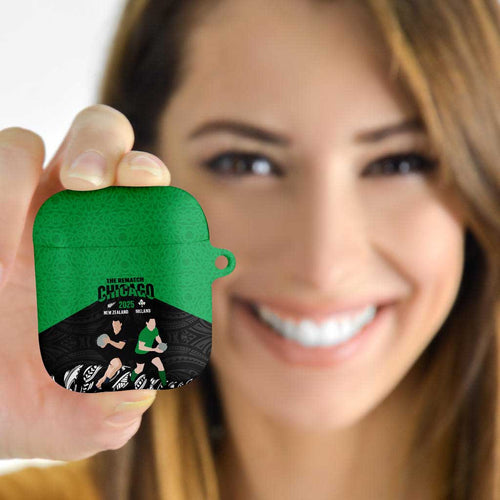 New Zealand and Ireland Rugby AirPods Case Chicago 2025 Go All Black Shamrocks - Aussie Hoodie