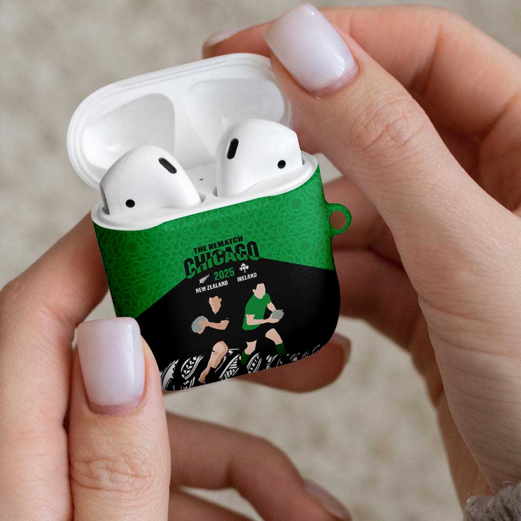New Zealand and Ireland Rugby AirPods Case Chicago 2025 Go All Black Shamrocks - Aussie Hoodie