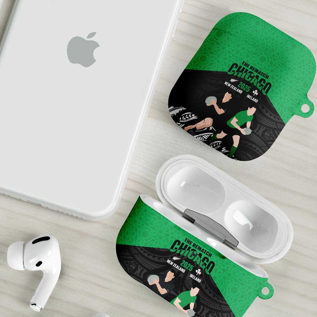 New Zealand and Ireland Rugby AirPods Case Chicago 2025 Go All Black Shamrocks - Aussie Hoodie