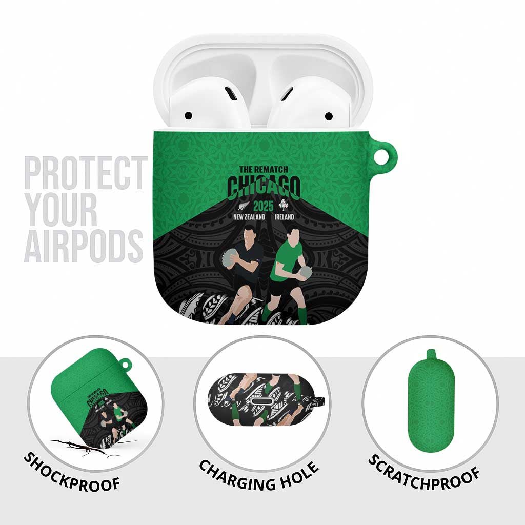 New Zealand and Ireland Rugby AirPods Case Chicago 2025 Go All Black Shamrocks - Aussie Hoodie