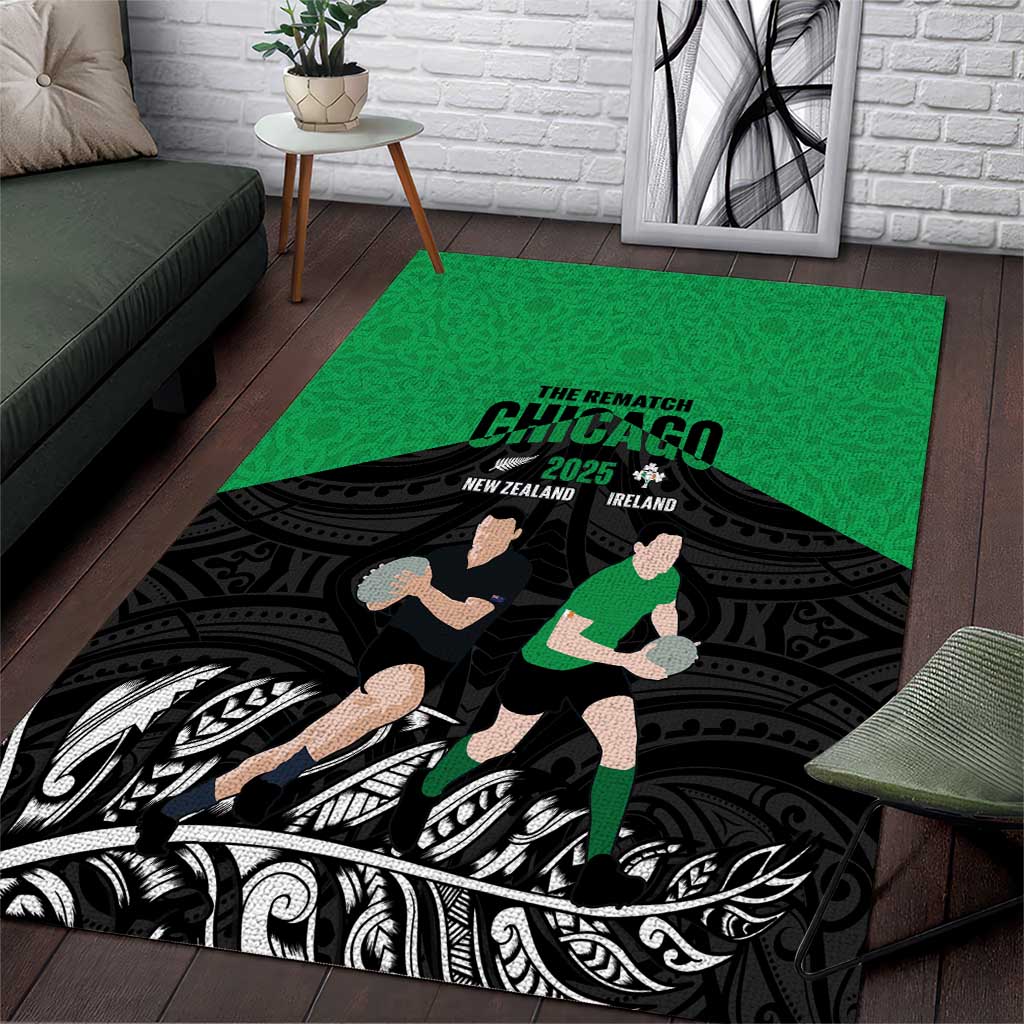 New Zealand and Ireland Rugby Area Rug Chicago 2025 Go All Black Shamrocks - Aussie Hoodie