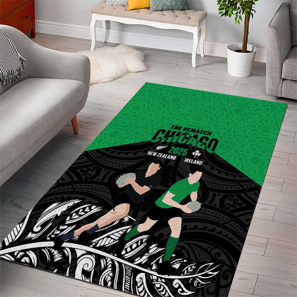 New Zealand and Ireland Rugby Area Rug Chicago 2025 Go All Black Shamrocks - Aussie Hoodie