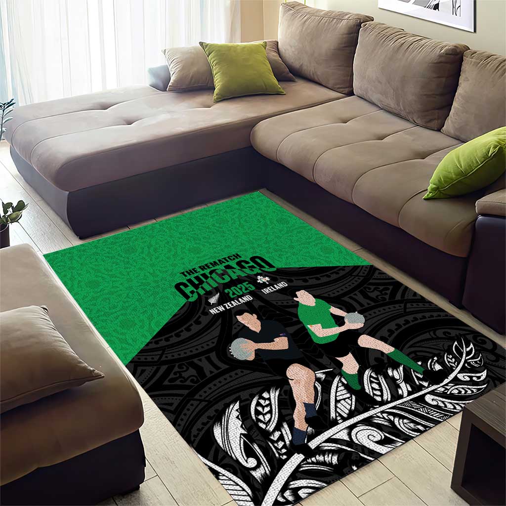 New Zealand and Ireland Rugby Area Rug Chicago 2025 Go All Black Shamrocks - Aussie Hoodie