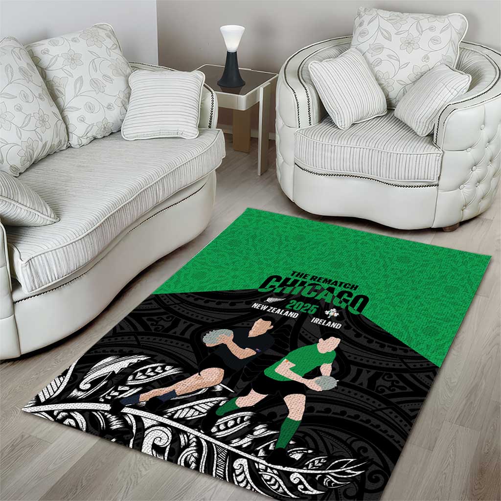 New Zealand and Ireland Rugby Area Rug Chicago 2025 Go All Black Shamrocks - Aussie Hoodie