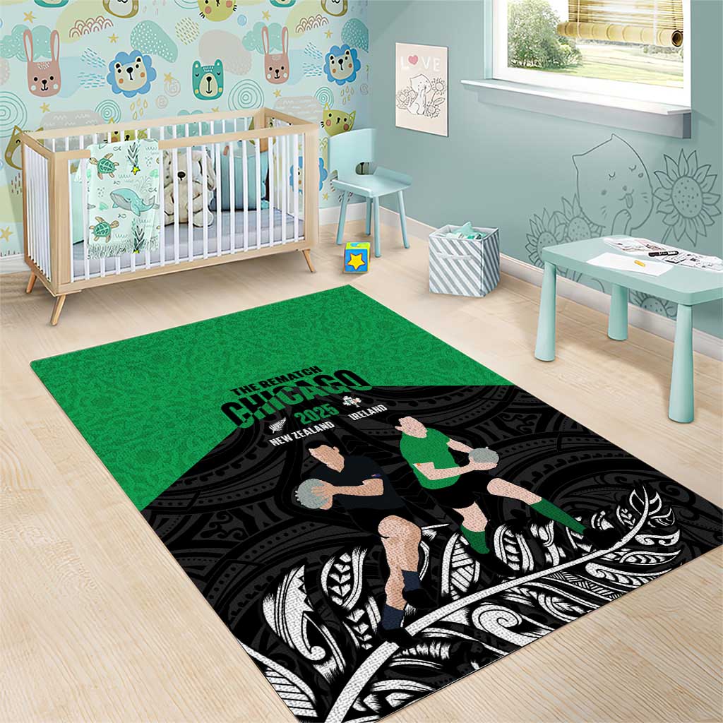 New Zealand and Ireland Rugby Area Rug Chicago 2025 Go All Black Shamrocks - Aussie Hoodie