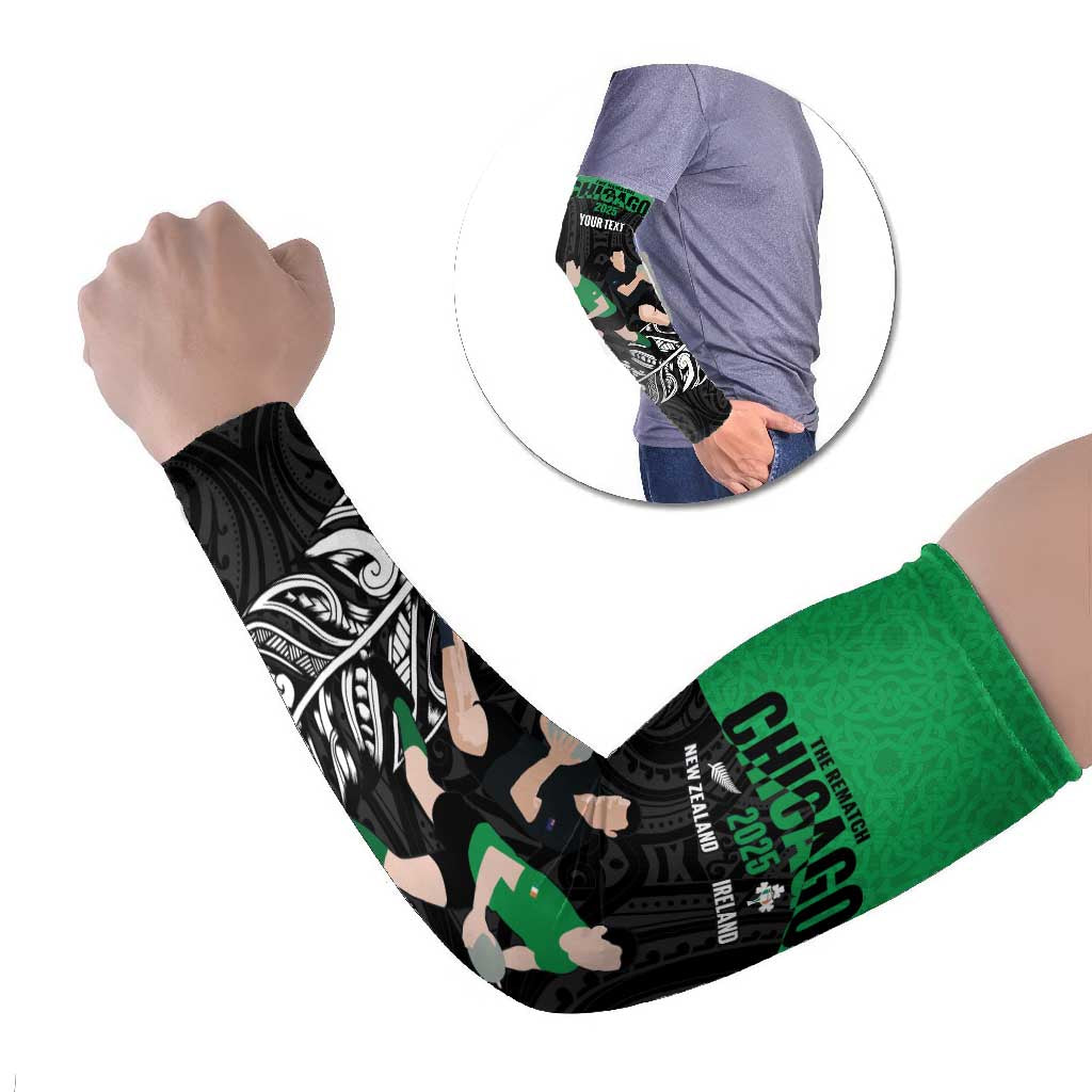 New Zealand and Ireland Rugby Custom Arm Sleeves Chicago 2025 Go All Black Shamrocks - Aussie Hoodie