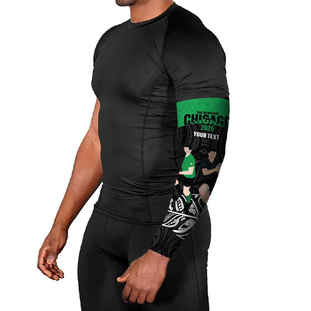 New Zealand and Ireland Rugby Custom Arm Sleeves Chicago 2025 Go All Black Shamrocks - Aussie Hoodie