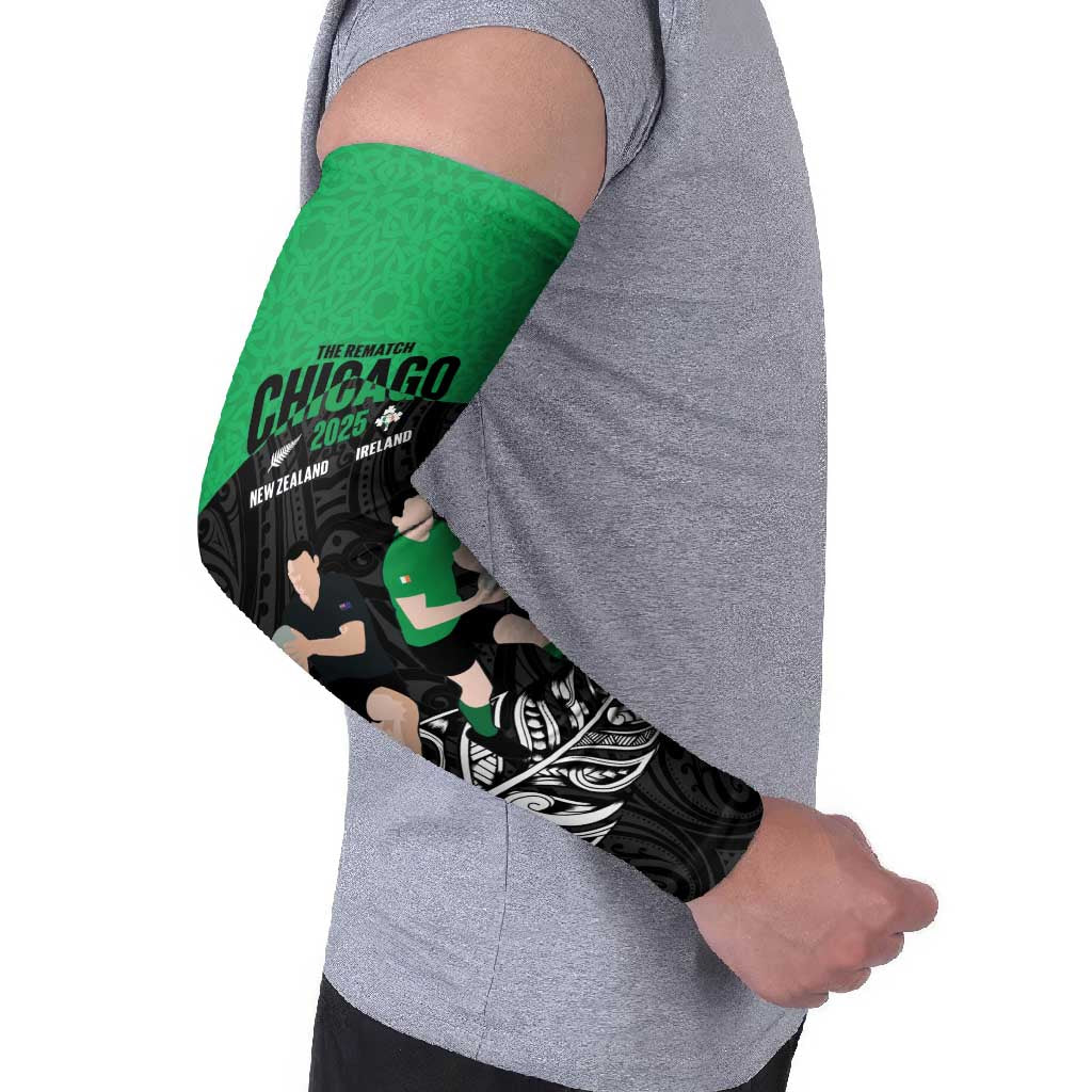 New Zealand and Ireland Rugby Custom Arm Sleeves Chicago 2025 Go All Black Shamrocks - Aussie Hoodie