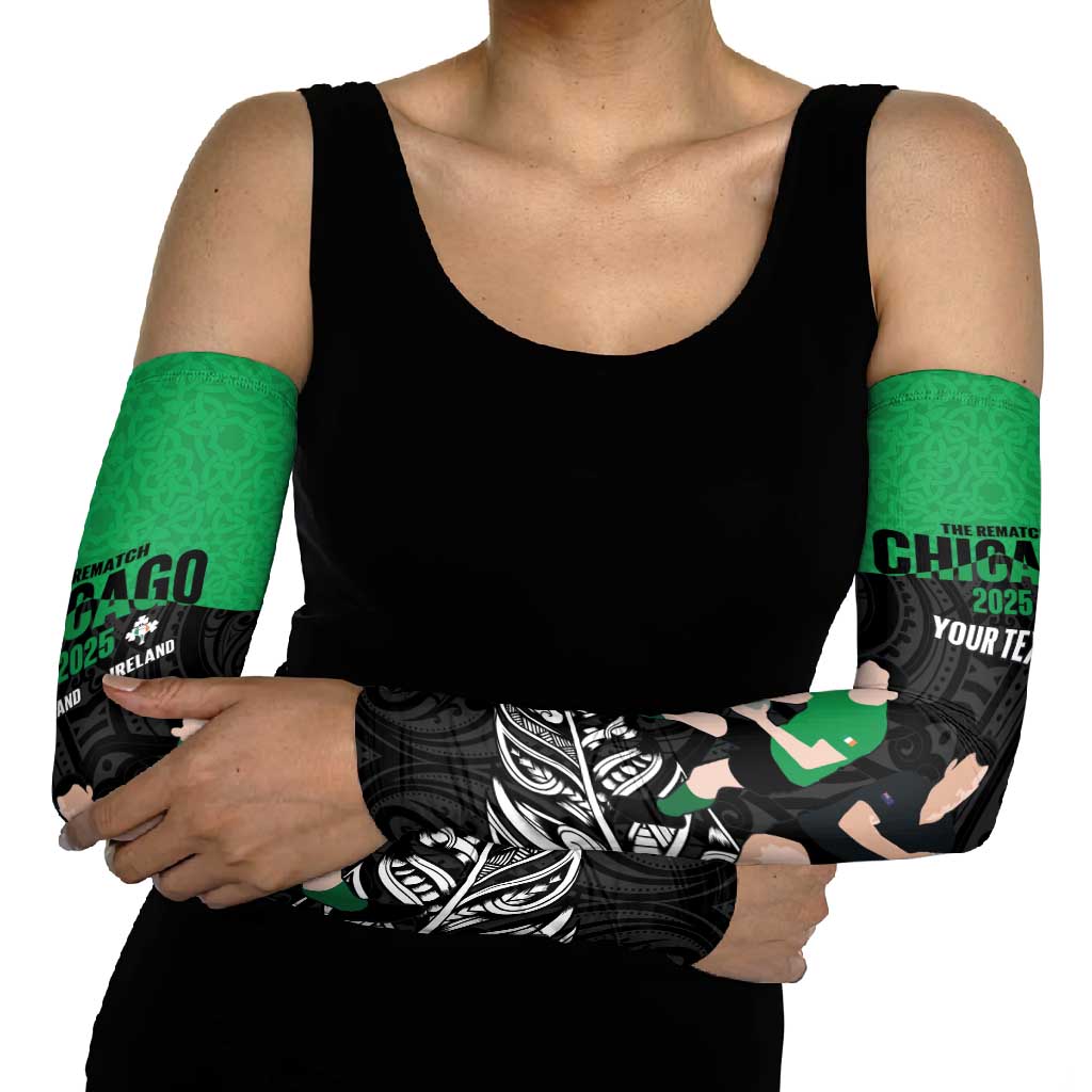 New Zealand and Ireland Rugby Custom Arm Sleeves Chicago 2025 Go All Black Shamrocks - Aussie Hoodie