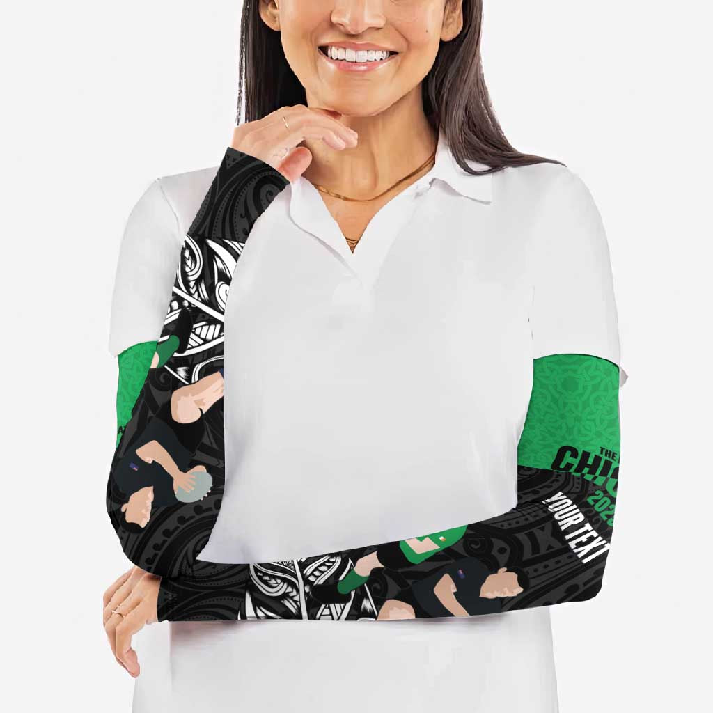 New Zealand and Ireland Rugby Custom Arm Sleeves Chicago 2025 Go All Black Shamrocks - Aussie Hoodie