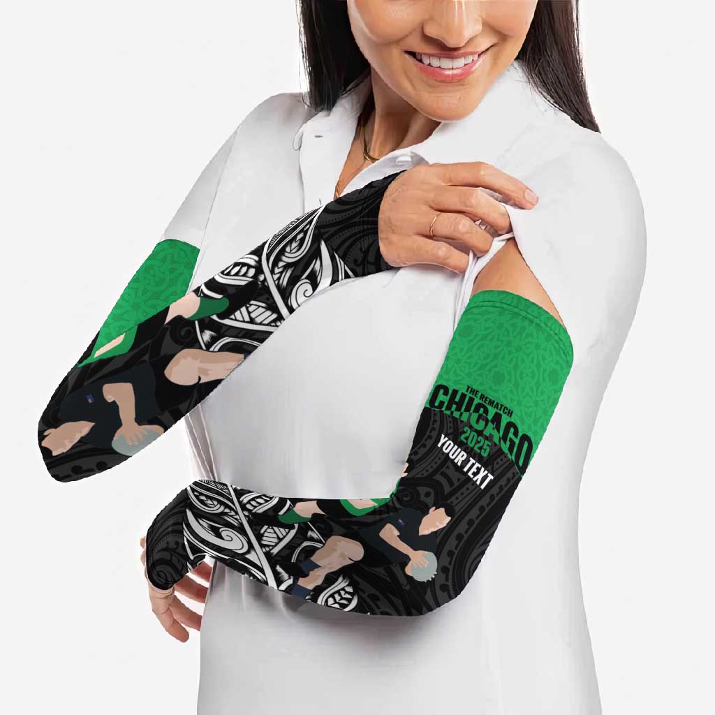 New Zealand and Ireland Rugby Custom Arm Sleeves Chicago 2025 Go All Black Shamrocks - Aussie Hoodie