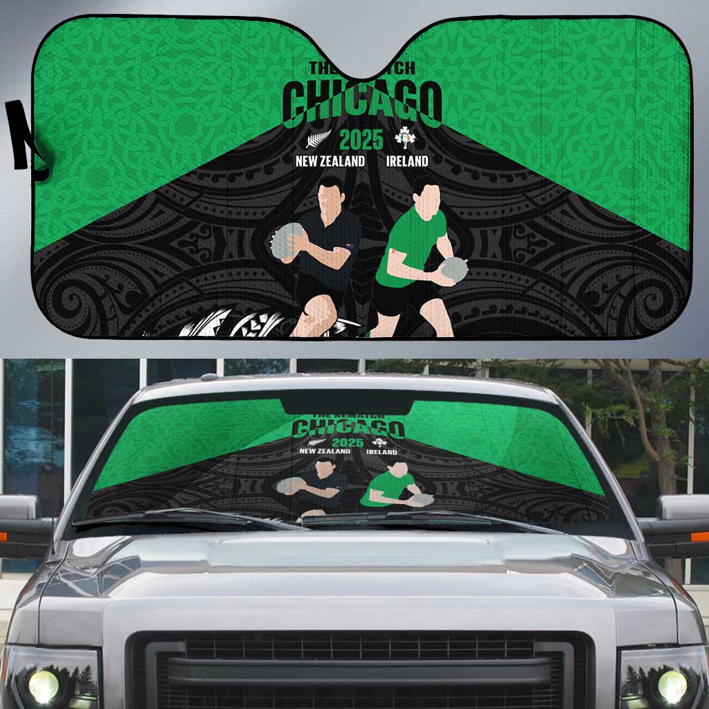 New Zealand and Ireland Rugby Auto Sun Shade Chicago 2025 Go All Black Shamrocks - Aussie Hoodie