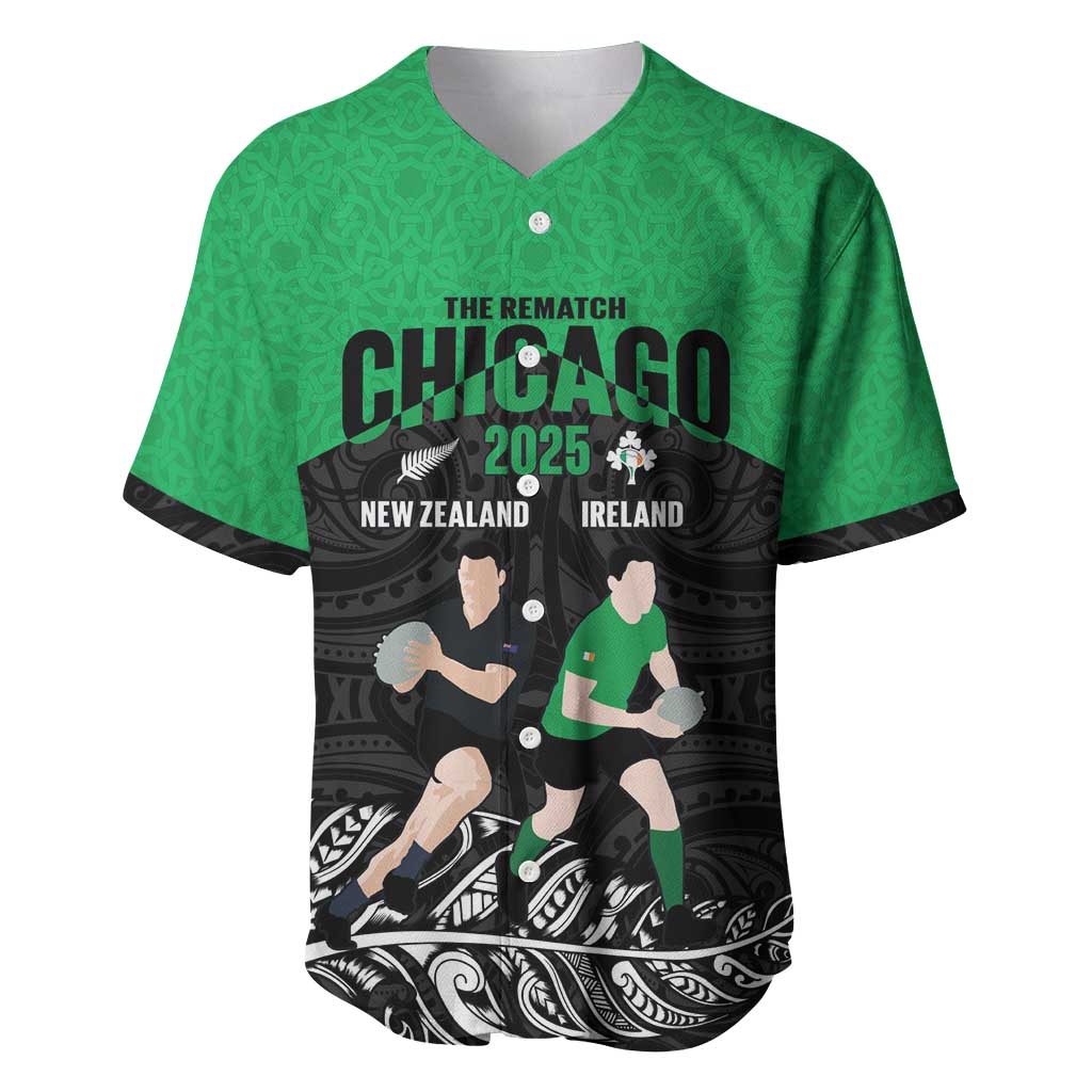 New Zealand and Ireland Rugby Custom Baseball Jersey Chicago 2025 Go All Black Shamrocks - Aussie Hoodie