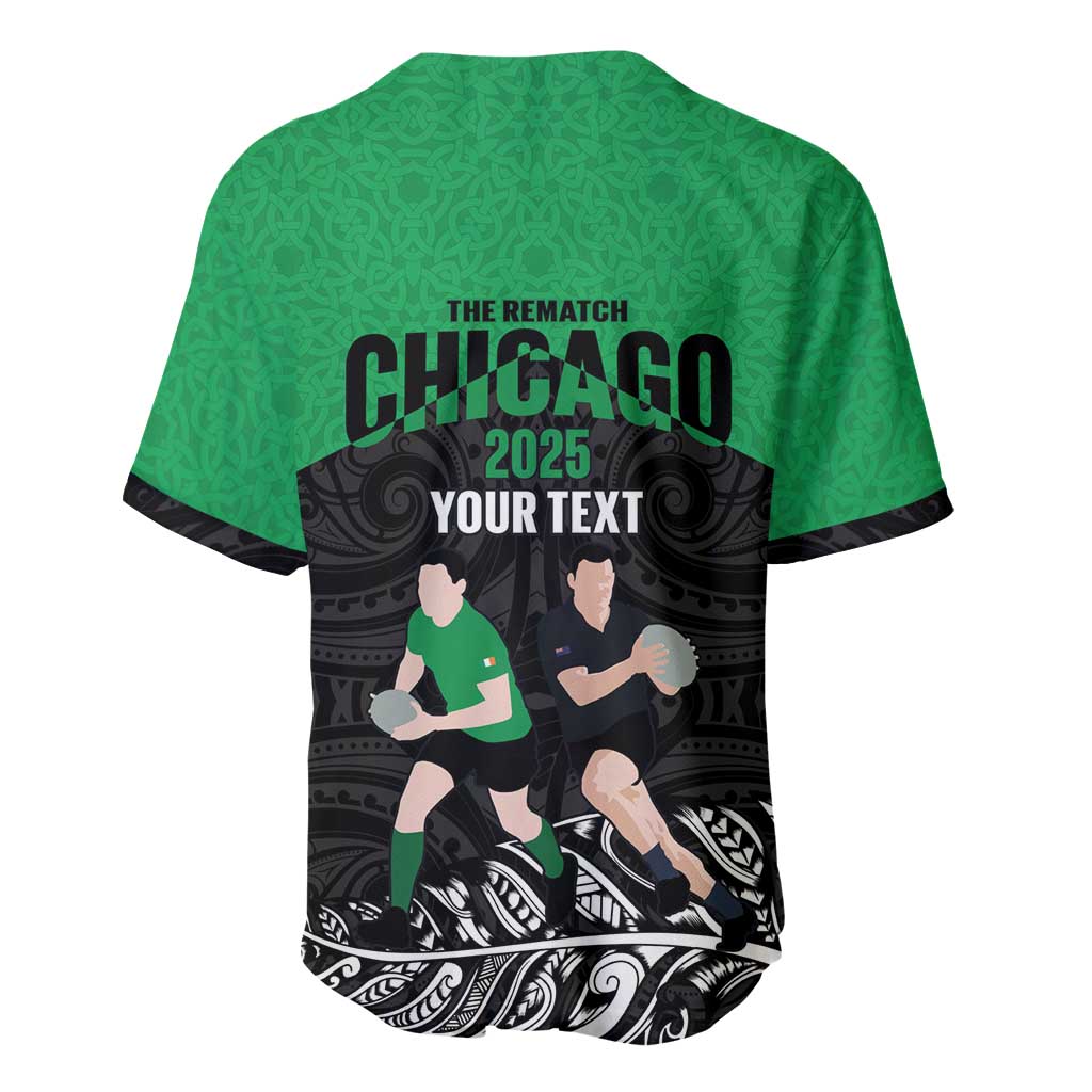 New Zealand and Ireland Rugby Custom Baseball Jersey Chicago 2025 Go All Black Shamrocks - Aussie Hoodie