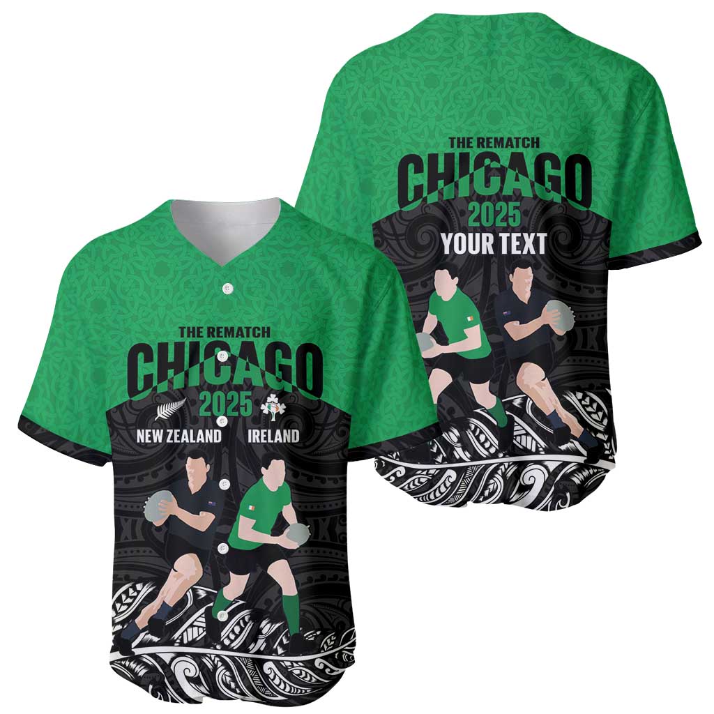 New Zealand and Ireland Rugby Custom Baseball Jersey Chicago 2025 Go All Black Shamrocks - Aussie Hoodie