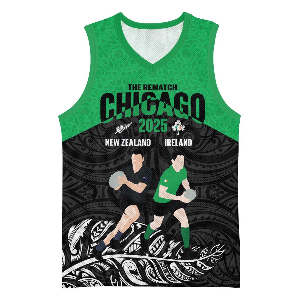 New Zealand and Ireland Rugby Custom Basketball Jersey Chicago 2025 Go All Black Shamrocks - Aussie Hoodie